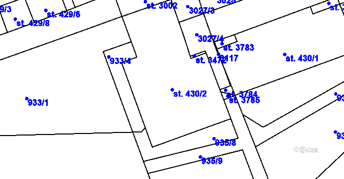 Parcela st. 430/2 v KÚ Choceň, Katastrální mapa