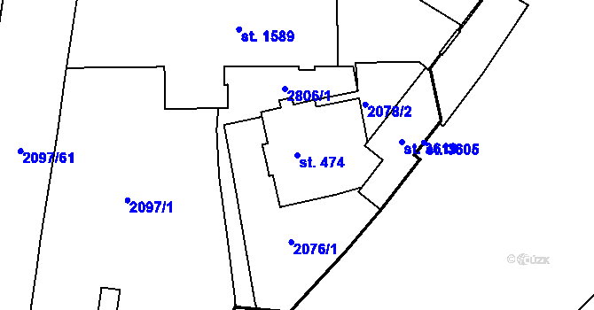 Parcela st. 474 v KÚ Choceň, Katastrální mapa