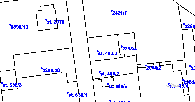 Parcela st. 480/3 v KÚ Choceň, Katastrální mapa