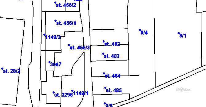 Parcela st. 483 v KÚ Choceň, Katastrální mapa