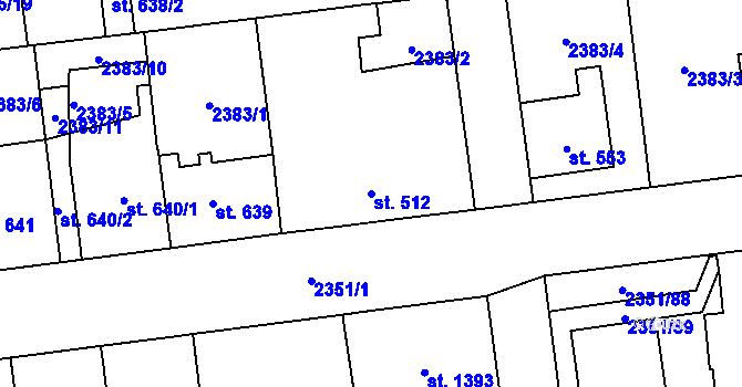 Parcela st. 512 v KÚ Choceň, Katastrální mapa