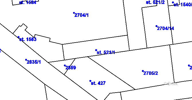 Parcela st. 521/1 v KÚ Choceň, Katastrální mapa