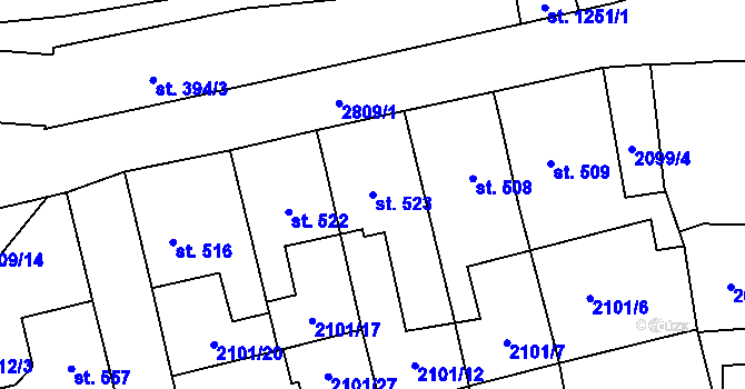 Parcela st. 523 v KÚ Choceň, Katastrální mapa
