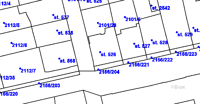 Parcela st. 526 v KÚ Choceň, Katastrální mapa