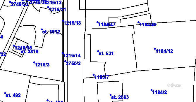 Parcela st. 531 v KÚ Choceň, Katastrální mapa