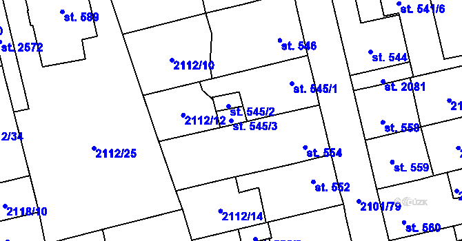 Parcela st. 545/3 v KÚ Choceň, Katastrální mapa