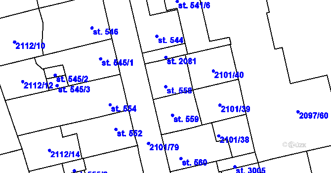 Parcela st. 558 v KÚ Choceň, Katastrální mapa