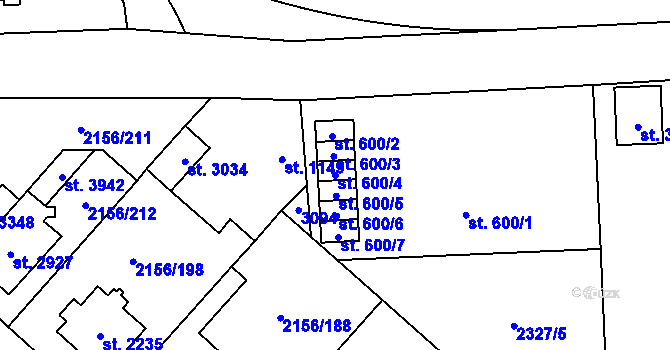 Parcela st. 600/4 v KÚ Choceň, Katastrální mapa