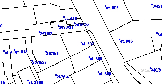 Parcela st. 607 v KÚ Choceň, Katastrální mapa