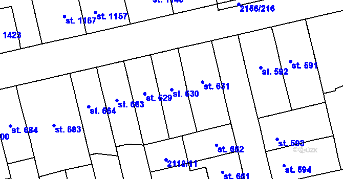 Parcela st. 630 v KÚ Choceň, Katastrální mapa