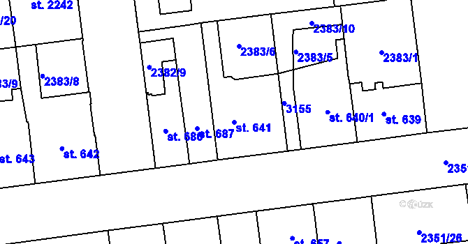Parcela st. 641 v KÚ Choceň, Katastrální mapa