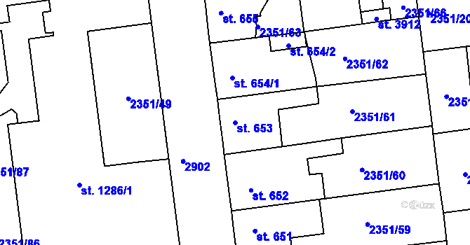 Parcela st. 653 v KÚ Choceň, Katastrální mapa