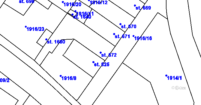 Parcela st. 672 v KÚ Choceň, Katastrální mapa