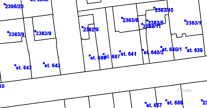 Parcela st. 687 v KÚ Choceň, Katastrální mapa