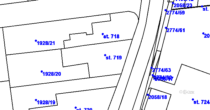 Parcela st. 719 v KÚ Choceň, Katastrální mapa