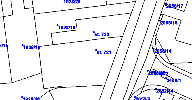 Parcela st. 721 v KÚ Choceň, Katastrální mapa