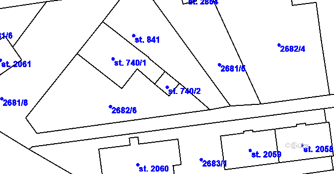 Parcela st. 740/2 v KÚ Choceň, Katastrální mapa