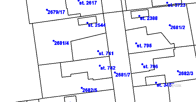 Parcela st. 741 v KÚ Choceň, Katastrální mapa