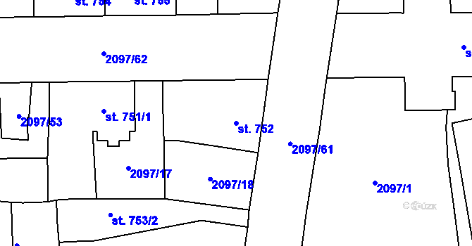 Parcela st. 752 v KÚ Choceň, Katastrální mapa