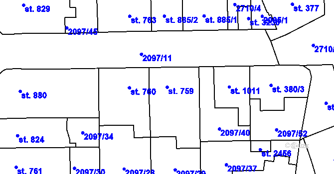 Parcela st. 759 v KÚ Choceň, Katastrální mapa