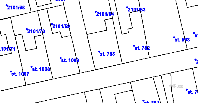Parcela st. 783 v KÚ Choceň, Katastrální mapa
