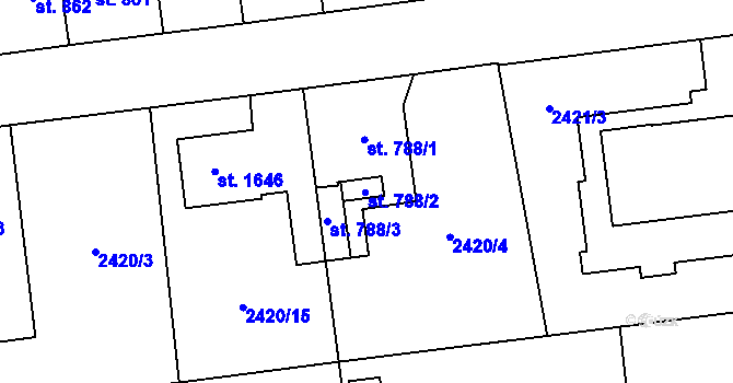 Parcela st. 788/2 v KÚ Choceň, Katastrální mapa