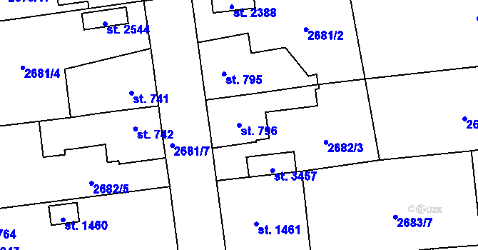 Parcela st. 796 v KÚ Choceň, Katastrální mapa