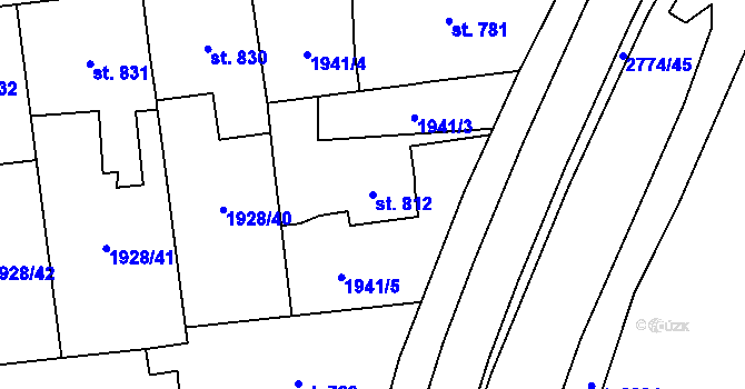 Parcela st. 812 v KÚ Choceň, Katastrální mapa