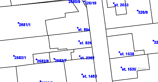 Parcela st. 826 v KÚ Choceň, Katastrální mapa