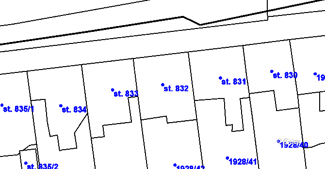 Parcela st. 832 v KÚ Choceň, Katastrální mapa