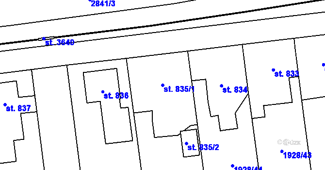 Parcela st. 835/1 v KÚ Choceň, Katastrální mapa