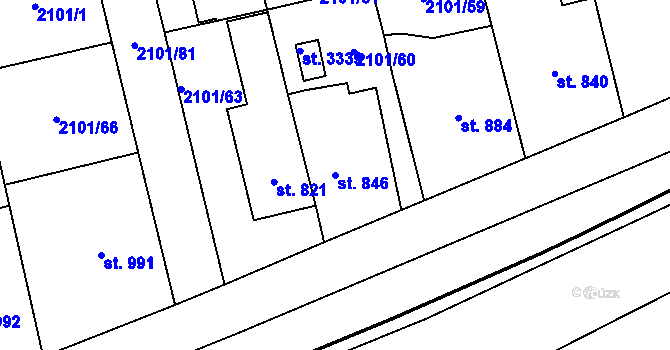 Parcela st. 846 v KÚ Choceň, Katastrální mapa