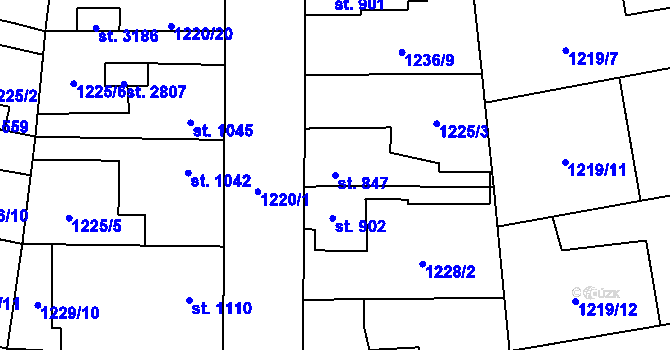 Parcela st. 847 v KÚ Choceň, Katastrální mapa