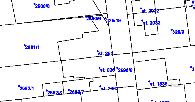 Parcela st. 864 v KÚ Choceň, Katastrální mapa