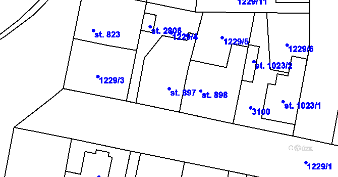 Parcela st. 897 v KÚ Choceň, Katastrální mapa