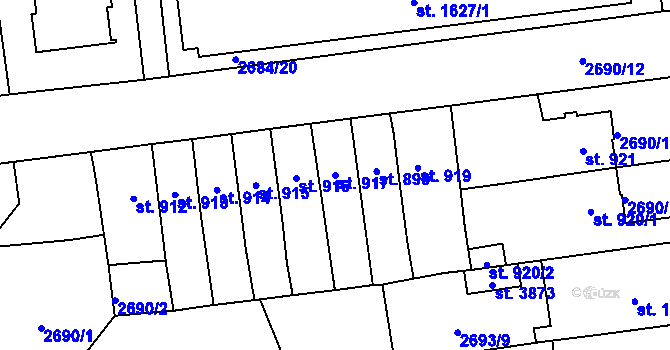 Parcela st. 917 v KÚ Choceň, Katastrální mapa