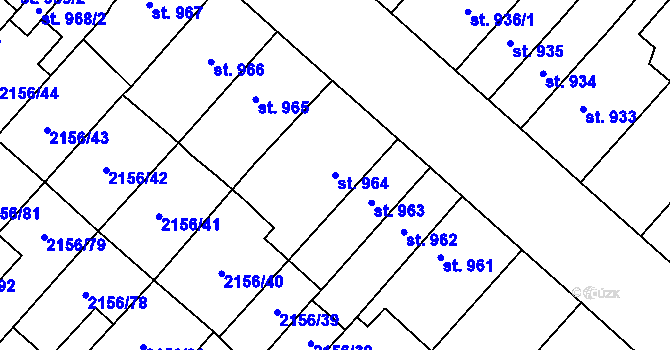 Parcela st. 964 v KÚ Choceň, Katastrální mapa