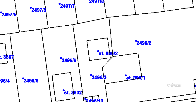 Parcela st. 996/2 v KÚ Choceň, Katastrální mapa
