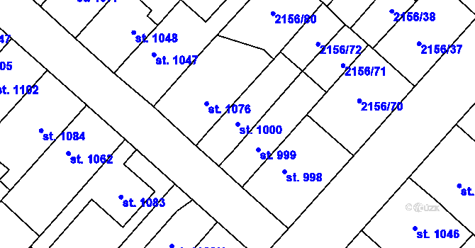 Parcela st. 1000 v KÚ Choceň, Katastrální mapa