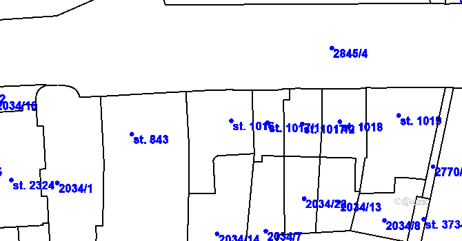 Parcela st. 1016 v KÚ Choceň, Katastrální mapa