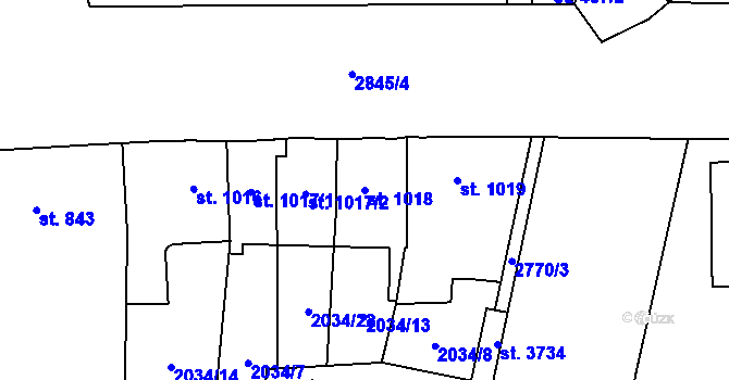Parcela st. 1018 v KÚ Choceň, Katastrální mapa