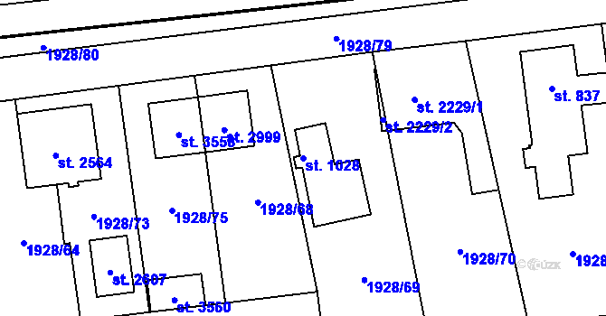 Parcela st. 1028 v KÚ Choceň, Katastrální mapa