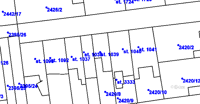 Parcela st. 1039 v KÚ Choceň, Katastrální mapa