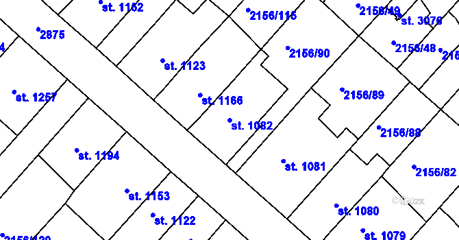 Parcela st. 1082 v KÚ Choceň, Katastrální mapa