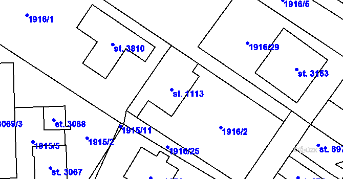Parcela st. 1113 v KÚ Choceň, Katastrální mapa