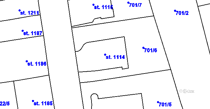 Parcela st. 1114 v KÚ Choceň, Katastrální mapa