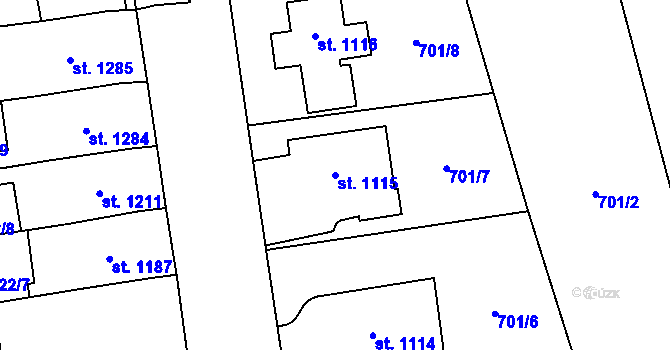 Parcela st. 1115 v KÚ Choceň, Katastrální mapa