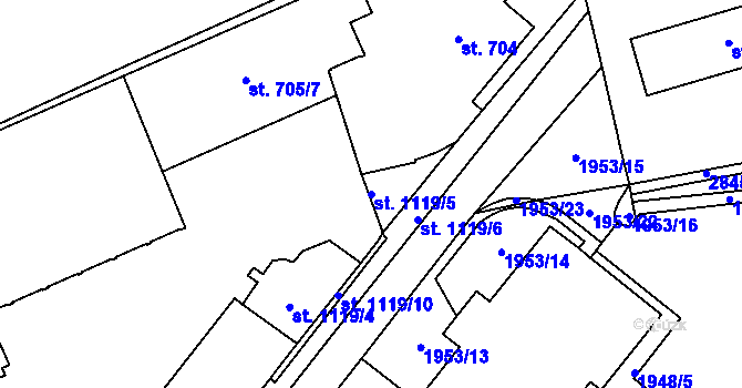 Parcela st. 1119/5 v KÚ Choceň, Katastrální mapa