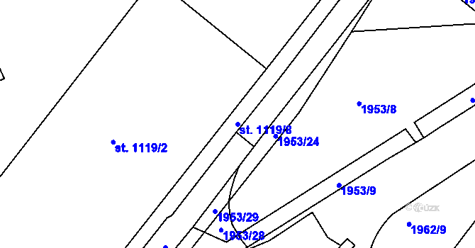 Parcela st. 1119/8 v KÚ Choceň, Katastrální mapa