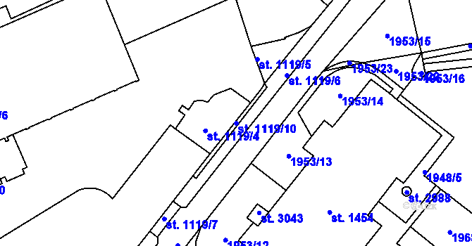 Parcela st. 1119/10 v KÚ Choceň, Katastrální mapa